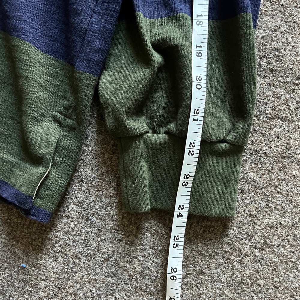 Vintage ‘92 Lands End Rugby Long Sleeve Polo Denim Collar Green Blue Stripe XL - Picture 12 of 16